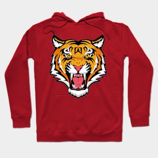 Fierce Tiger Face Roaring Design Hoodie